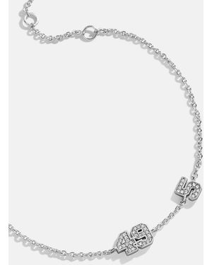 BaubleBar Varsity Silver/pavé Number Custom Bracelet - White
