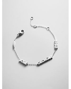 BaubleBar Sterling Silver Custom Block Multi Name Bracelet - Blue