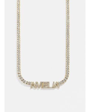 BaubleBar Billie 18k Gold Tennis Custom Nameplate Necklace - White