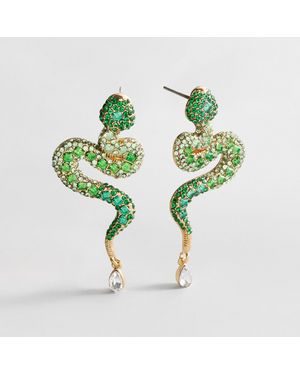 BaubleBar Hiss And Tell Snake Earrings - Green