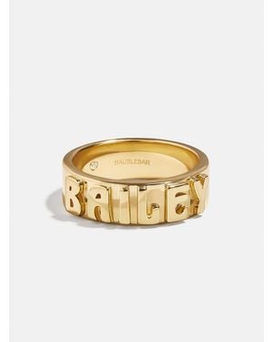 BaubleBar 14k Gold Cigar Band Custom Ring - Metallic
