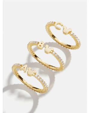 BaubleBar Mickey Mouse Disney Custom 18k Gold Plated Sterling Silver Ring - White