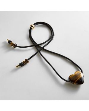 BaubleBar Millie Semi-precious Heart Cord Necklace - Brown
