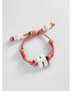 BaubleBar Knotty Enamel Initial Custom Bracelet - White