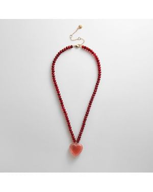 BaubleBar Semi-precious Heart Necklace - Red