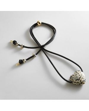 BaubleBar Millie Semi-precious Heart Cord Necklace - Brown