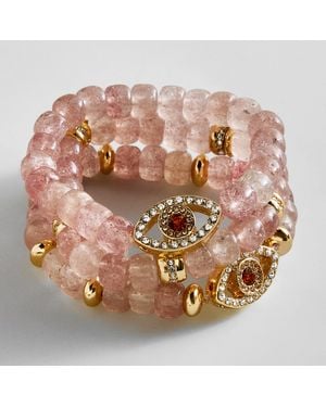 BaubleBar Energy Aligned Evil Eye Bracelet Set - Pink