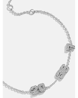 BaubleBar Varsity Silver/pavé Number Custom Bracelet - White