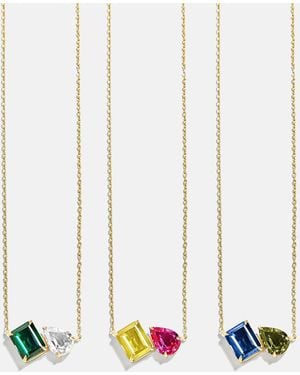 BaubleBar Toi Et Moi 18k Gold Custom Birthstone Necklace - White
