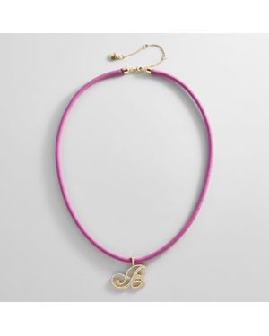 BaubleBar Pavé Script Initial Custom Cord Necklace - Pink