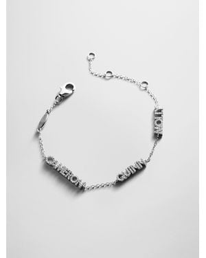 BaubleBar Sterling Silver/pavé Custom Block Multi Name Bracelet - Blue