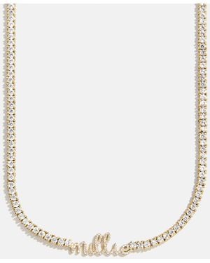 BaubleBar Billie 18k Gold Tennis Custom Nameplate Necklace - Natural