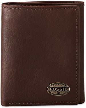 Fossil Estate Zip Trifold Wallet - Brown