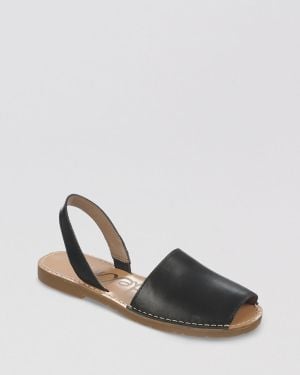 Sam Edelman Peep Toe Flat Espadrille Sandals Bray - Black