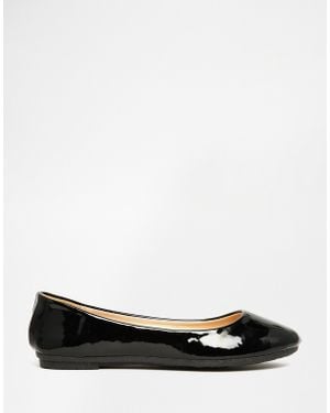 Daisy Street Black Patent Ballet Flat Shoes
