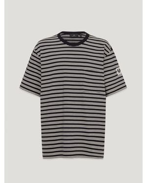 Belstaff Drum T-Shirt- Rail Stripe Yarn Dye Jersey Stripes - Black