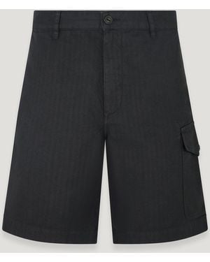 Belstaff Cs60 Cargo Short Garment Dye Cotton Blend Size Us - Black