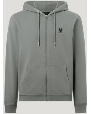 Belstaff Men's Full Zip Hoodie Cotton Fleece - Grey