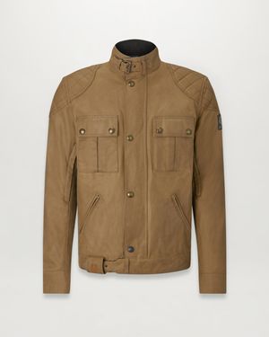 Belstaff Men's Brooklands Motorcycle Jacket Waxed Cotton - Green