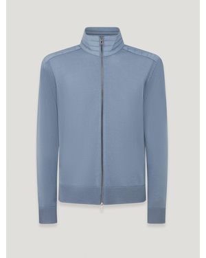 Belstaff Kelby Zip Cardigan Merino Wool - Blue