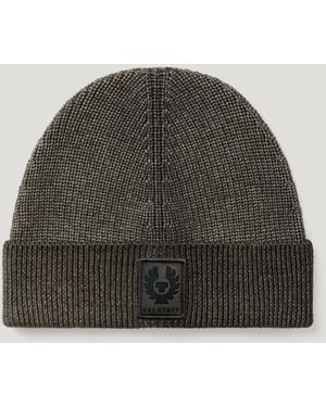 Belstaff Unisex Garment Dye Aspect Beanie Merino Wool - Grey