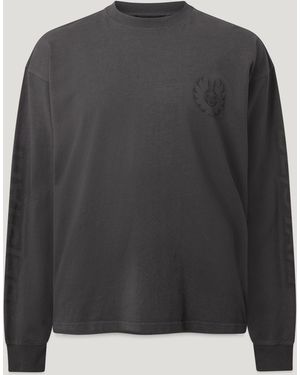 Belstaff Men's Competition Longsleeve T Shirt Garment Dye Cotton - Black