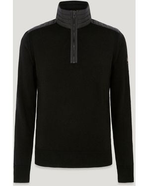 Belstaff Men's Kilmington Quarter Zip Jumper Merino Wool - Black