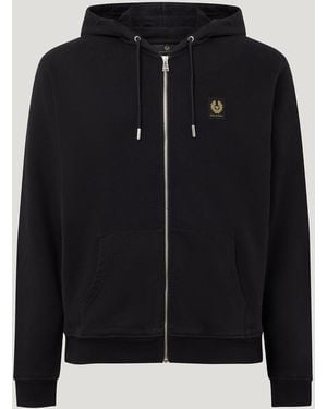 Belstaff Men's Full Zip Hoodie Cotton Fleece - Black