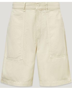 Belstaff Men's Maritime Short Garment Dye Cotton Linen - Natural