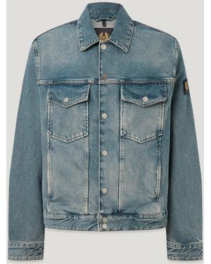 Belstaff Men's Piston Trucker Jacket Washed Denim - Blue