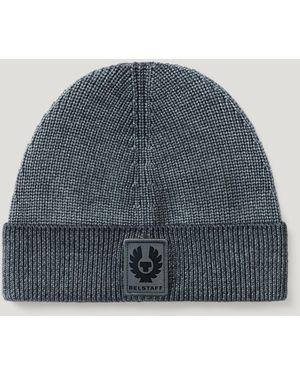 Belstaff Unisex Garment Dye Aspect Beanie Merino Wool - Blue