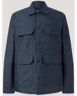 Belstaff Men's Forge Jacket Tumbled Melange Linen - Blue