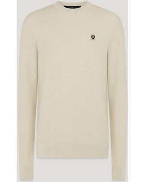 Belstaff Drift Crewneck Sweater Cotton Silk Blend - Natural