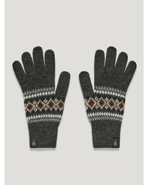 Belstaff Guanti Thistle Fair Isle Lana Di Agnello Con Motivo Scozzese - Nero