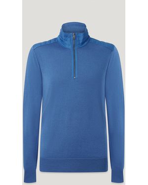 Belstaff Men's Kilmington Quarter Zip Jumper Merino Wool - Blue