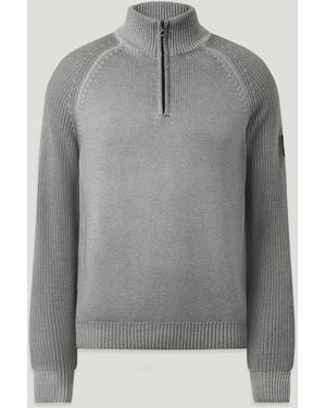 Belstaff Men's Garment Dye Aspect Quarter Zip Merino Wool - Grey