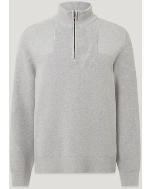 Belstaff Men's Commander Quarter Zip Jumper Organic Cotton - Grey