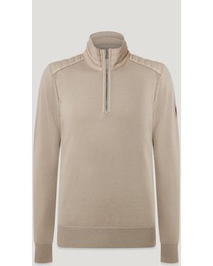 Belstaff Men's Kilmington Quarter Zip Jumper Merino Wool - Natural
