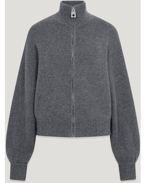 Belstaff Women's Atol Full Zip Cardigan Wool Cashmere Blend - Grey