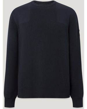 Belstaff Men's Commander Crewneck Jumper Organic Cotton - Blue