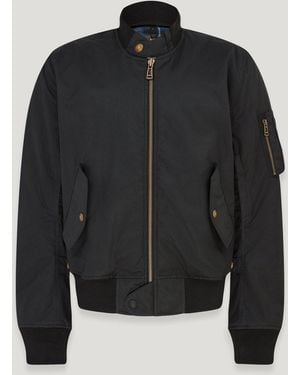 Belstaff Men's Brecon Motorcycle Bomber Jacket Waxed Cotton - Black