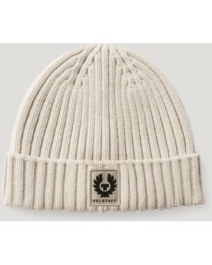 Belstaff Unisex Watch Beanie Hat Lambswool - Natural