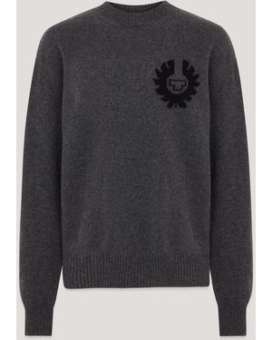 Belstaff Men's Competition Crewneck Jumper Merino Wool - Black