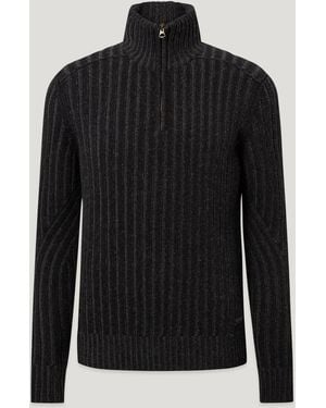 Belstaff Men's Lincoln Quarter Zip Wool Cashmere Blend - Black