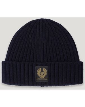 Belstaff Watch Beanie Hat Lambswool Dark Navy - Blue