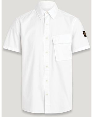 Belstaff Men's Scale Short Sleeve Shirt Garment Dye Cotton - White