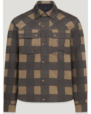 Belstaff Men's Mansion Motorcycle Overshirt Cotton Mix Olive / Black Size 2xl - Grey