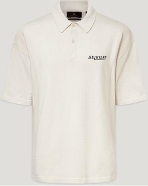 Belstaff Men's Competition Knitted Polo Lightweight Organic Cotton - Natural