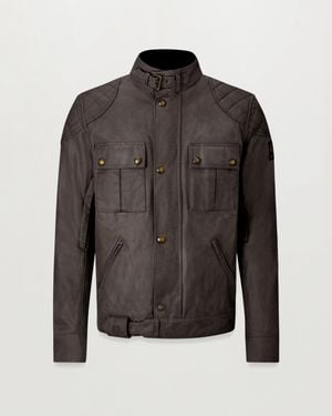 Belstaff Men's Brooklands Motorcycle Jacket Waxed Cotton - Black