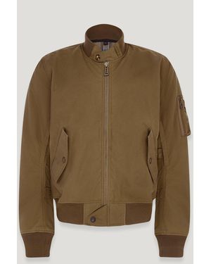 Belstaff Men's Brecon Motorcycle Bomber Jacket Waxed Cotton - Green